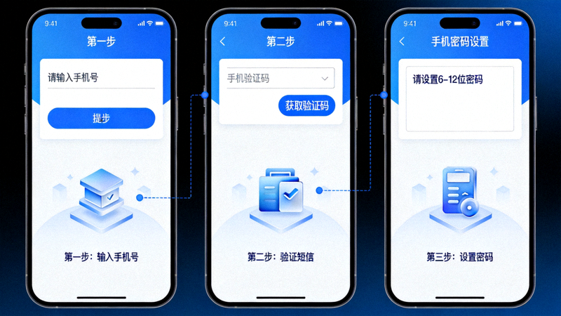 三步完成B体育平台注册流程指南配图 - 手机屏幕上清晰的注册步骤示意图