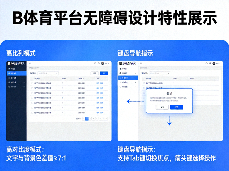 B体育平台无障碍设计特性展示 - 包括高对比度模式与键盘导航指示